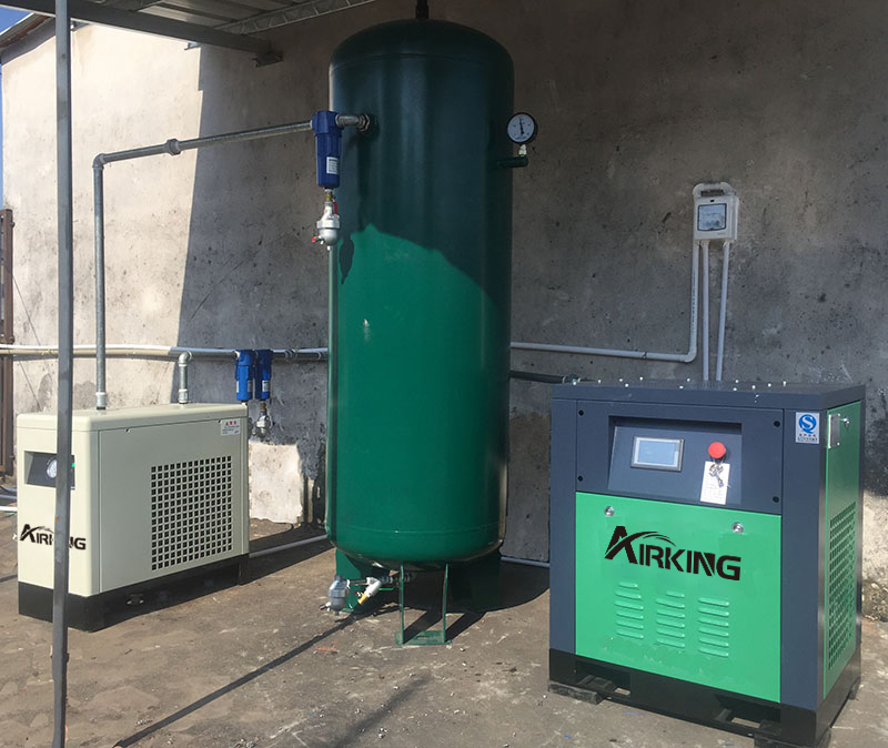 Compressor de ar de parafuso de dois estágios para jateamento de areia sem óleo 75HP