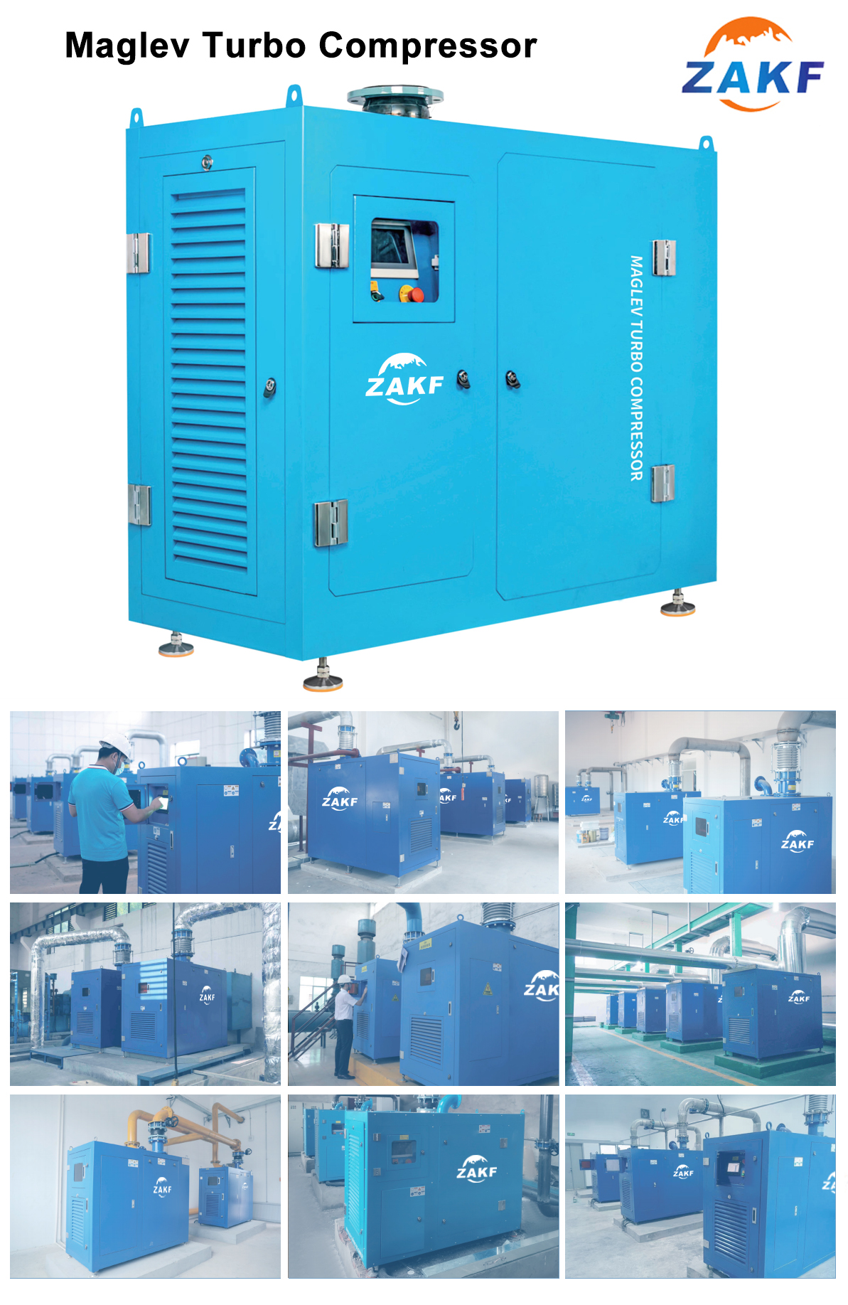 Zakf 670hp 502kw 130m 3/min ventilador de levitação magnética ventiladores de poupança de energia de alta eficiência maglev turbo compressor centrífugo